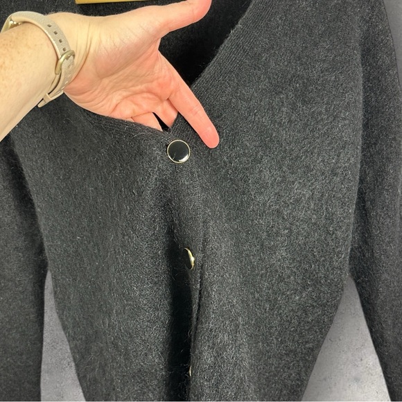Sezane Black Charles Cardigan Knit Sweater Size Large‎ Mohair V-Neck Merino Wool - Picture 5 of 14